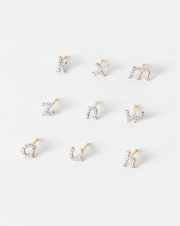 Mini Letter Pavé Stud