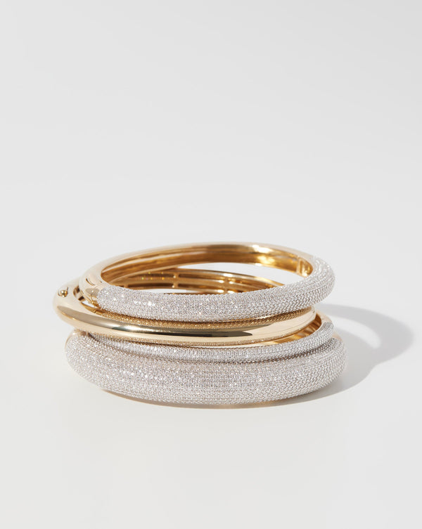 Pavé Diamond Stackable Gold Cloud Bangle