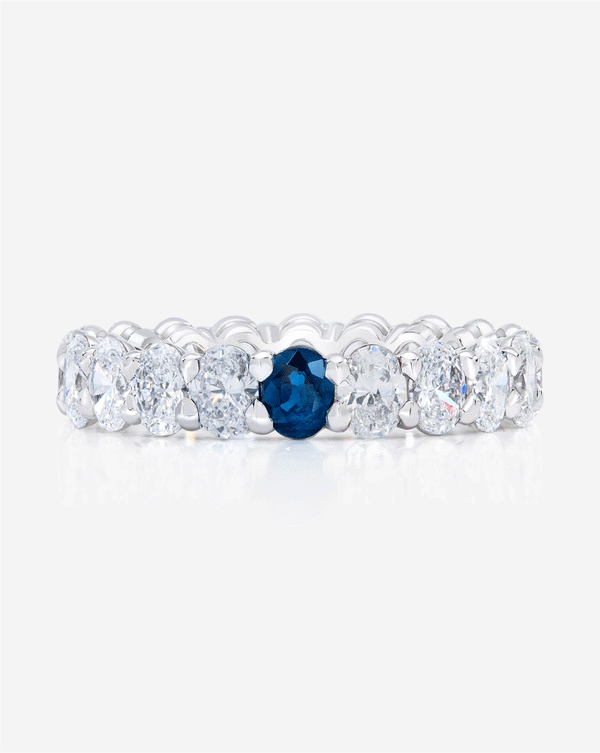 Oval Lab Diamond and Birthstone Eternity Band