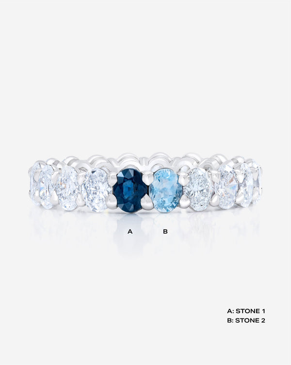 Oval Lab Diamond and Birthstone Eternity Band