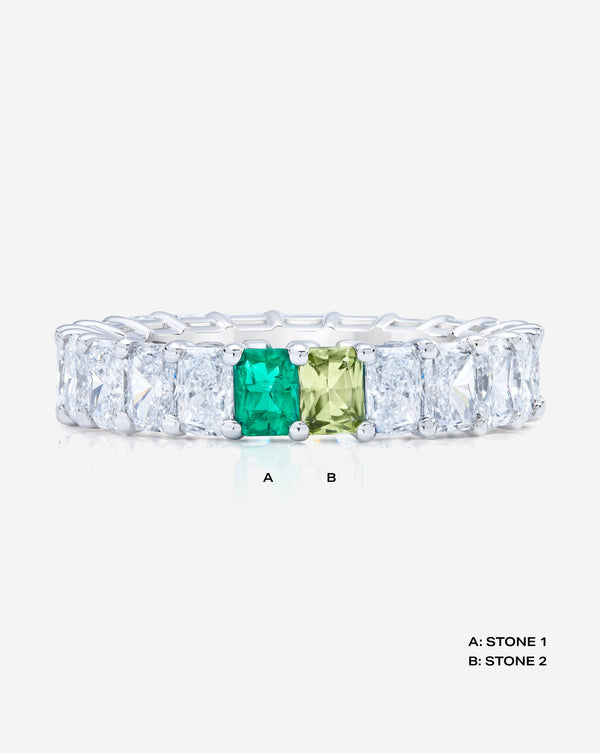 Radiant Lab Diamond and Birthstone Eternity Band