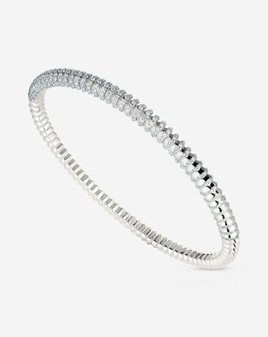Pavé Diamond Gold Cloud Coil Bangle