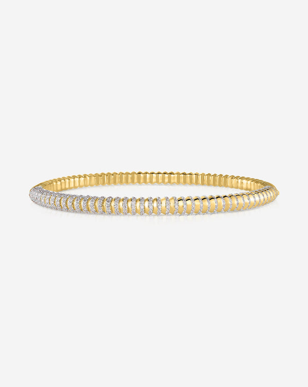Pavé Diamond Gold Cloud Coil Bangle