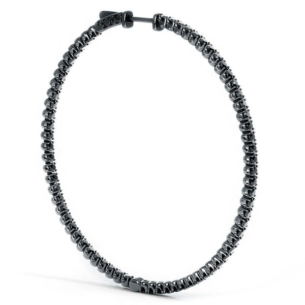 6.90 Carat Large inside out Black Diamond hoop earrings 14k Black Gold