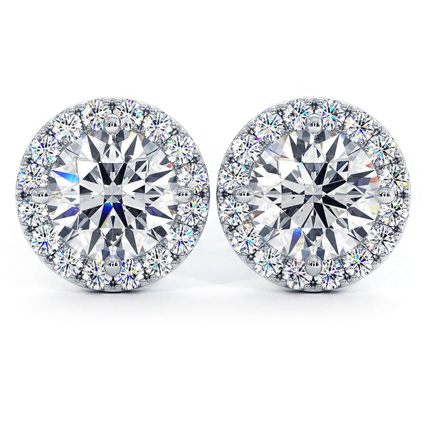 2.50 Carat G-SI Pave Halo Diamond Studs Earrings 18k White Gold