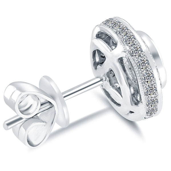 2.00 Carat G-SI1 Pave Halo Diamond Studs Earrings 14k White Gold