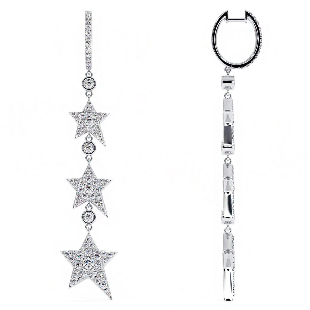 2.43 Carat F-VS Dangling Diamond Earrings set in 14k White Gold