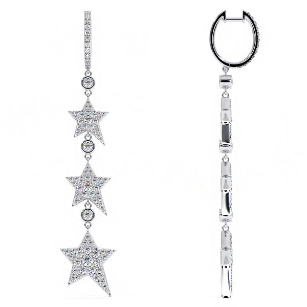 2.43 Carat F-VS Dangling Diamond Earrings set in 14k White Gold