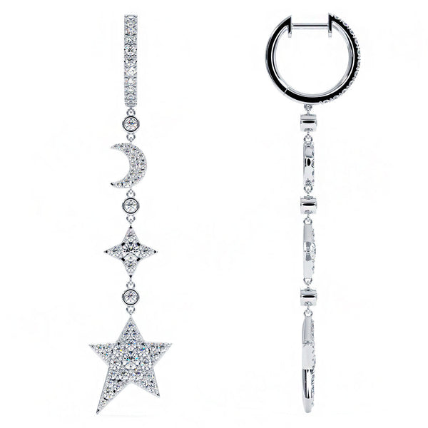 2.33 Carat F-VS Dangling Diamond Earrings set in 14k White Gold