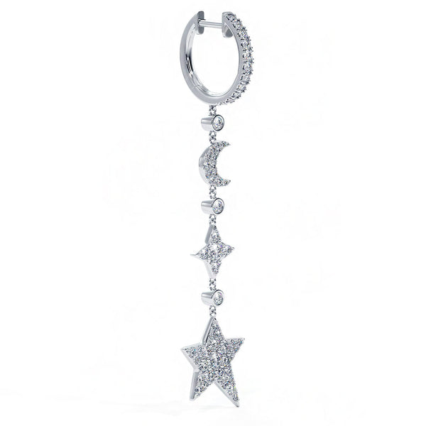 2.33 Carat F-VS Dangling Diamond Earrings set in 14k White Gold