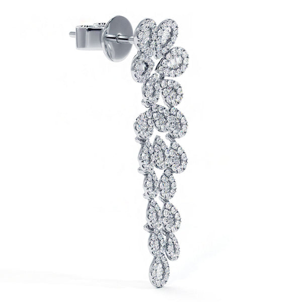 2.74 Carat F-VS Dangling Diamond Earrings set in 14k White Gold