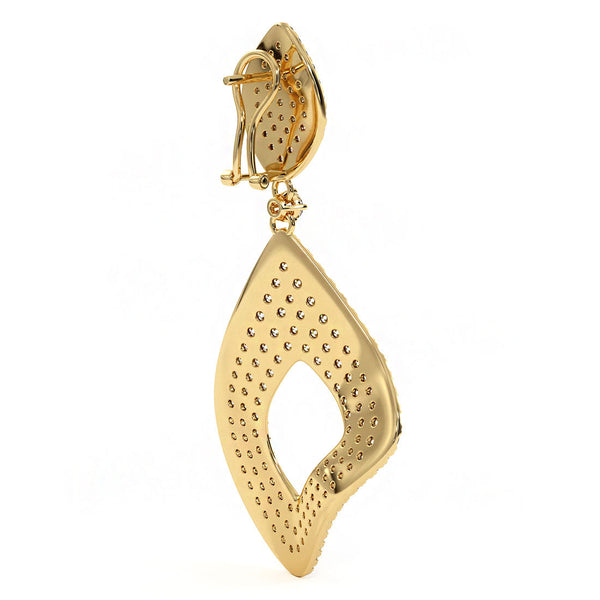 8.33 Carat F-VS Dangling Diamond Earrings set in 14k Yellow Gold