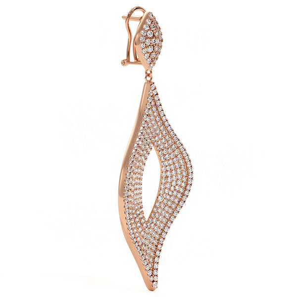 5.63 Carat F-VS Dangling Diamond Earrings set in 14k Rose Gold