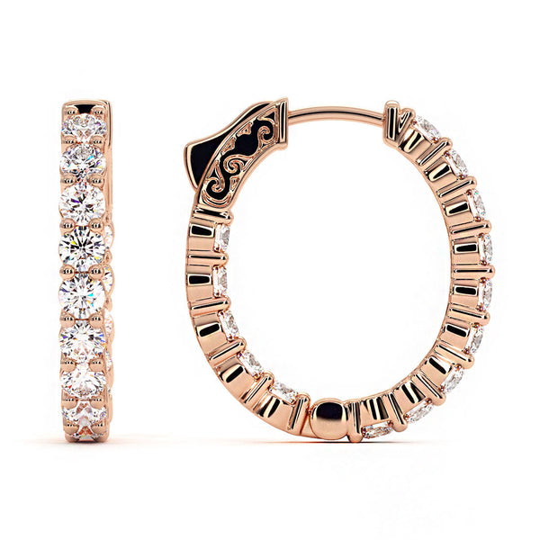 2.80ctw F-SI Ladies Huggie Hoop Earrings 14k Rose Gold
