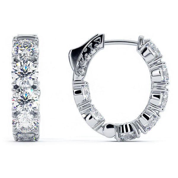 7.00ctw F-SI Ladies Huggie Hoop Earrings 14k White Gold