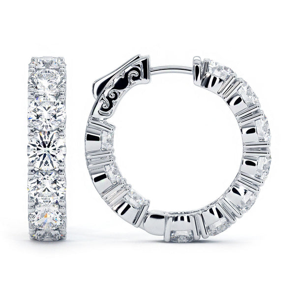 6.00ctw F-SI Ladies Huggie Hoop Earrings 14k White Gold