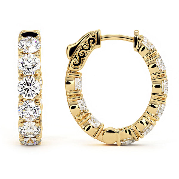 5.40ctw F-SI Ladies Huggie Hoop Earrings 14k Yellow Gold