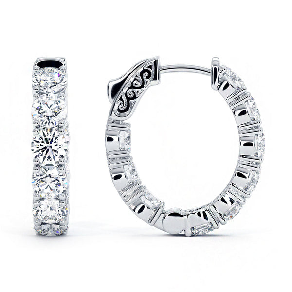 6.40ctw F-SI Ladies Huggie Hoop Earrings 14k White Gold