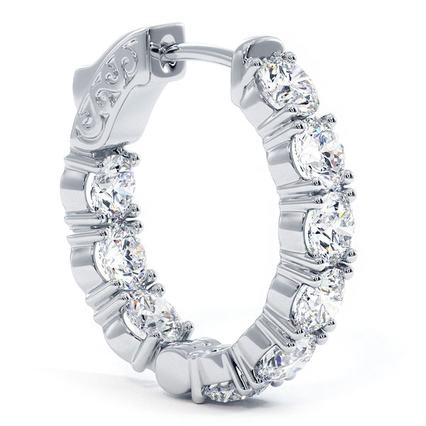 6.40ctw F-SI Ladies Huggie Hoop Earrings 14k White Gold