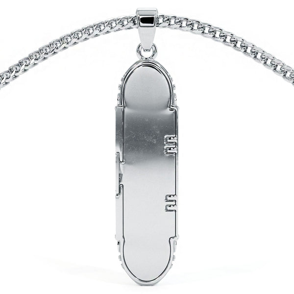 14K White Gold Mezuzah Diamond Pendant Judaica Charm Pendant