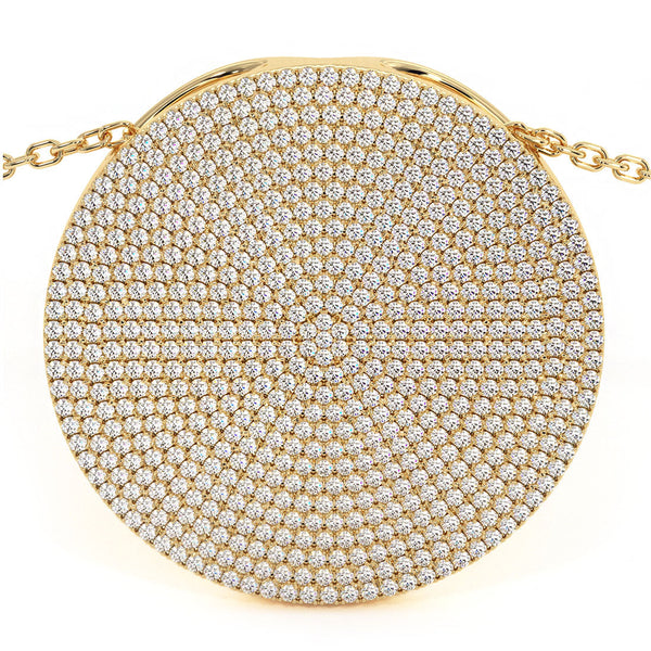 1.77 Carat Natural Round Pave Diamond Circle Pendant 14k Yellow Gold