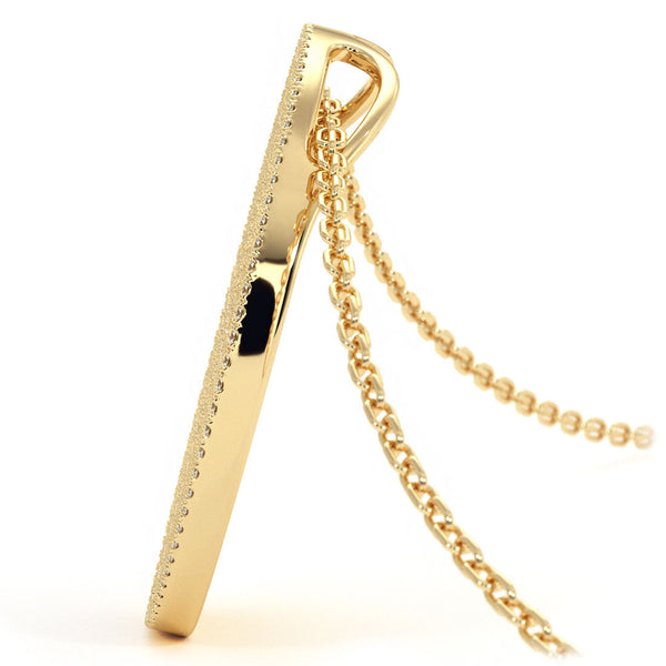 1.77 Carat Natural Round Pave Diamond Circle Pendant 14k Yellow Gold