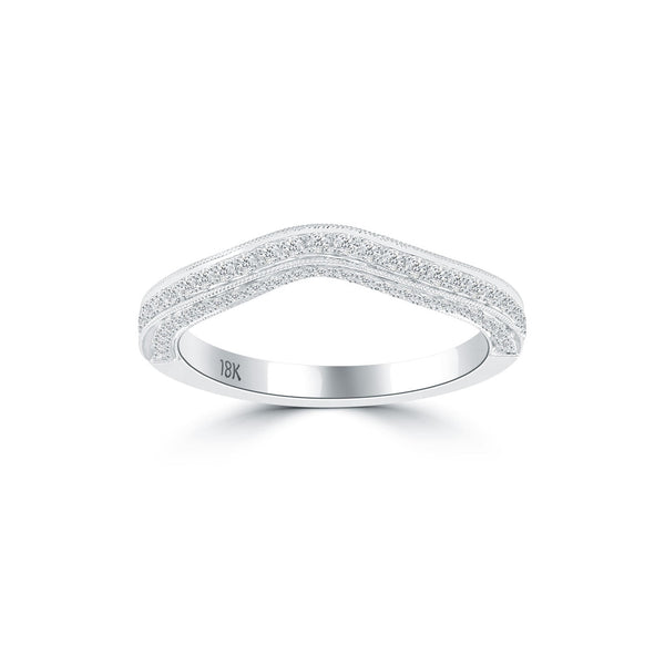 0.52 Carat Custom Curve Matching Diamond Wedding Band Ring 18k White Gold