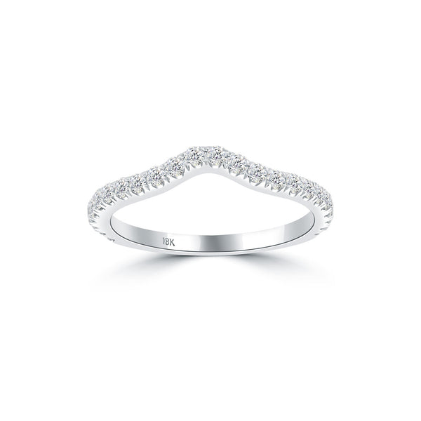 0.55 Carat Custom Curve Matching Diamond Wedding Band Ring 18k White Gold