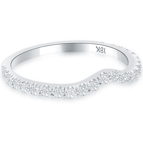 0.55 Carat Custom Curve Matching Diamond Wedding Band Ring 18k White Gold