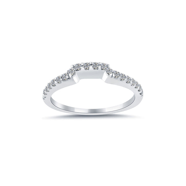 0.34 Carat Custom Curve Matching Diamond Wedding Band Ring 18k White Gold