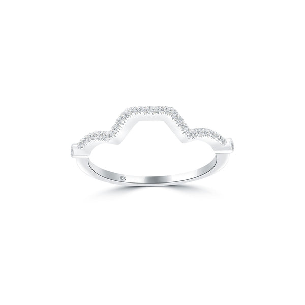 0.25 Carat Custom Curve Matching Diamond Wedding Band Ring 18K White Gold