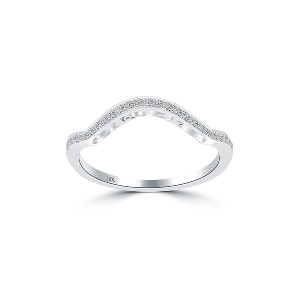 0.25 Carat Custom Curve Matching Diamond Wedding Band Ring 18k White Gold
