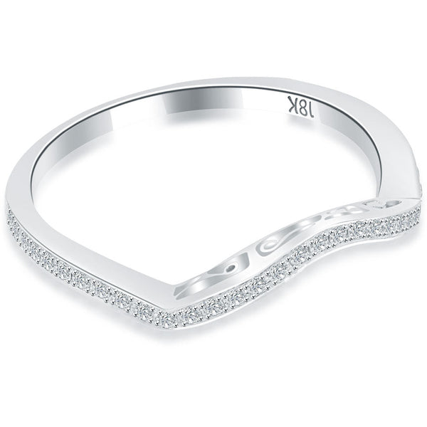 0.25 Carat Custom Curve Matching Diamond Wedding Band Ring 18k White Gold