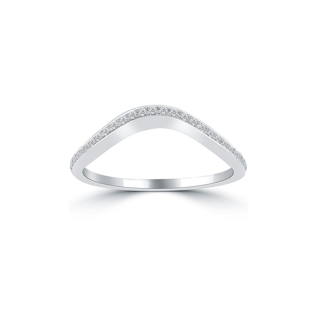 0.20 Carat Custom Curve Matching Diamond Wedding Band Ring 18k White Gold