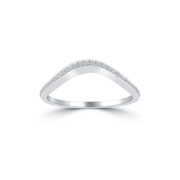 0.20 Carat Custom Curve Matching Diamond Wedding Band Ring 18k White Gold