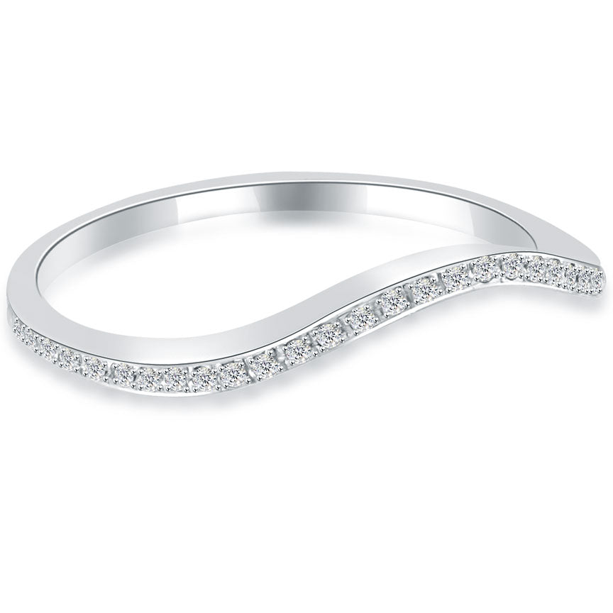 0.20 Carat Custom Curve Matching Diamond Wedding Band Ring 18k White Gold