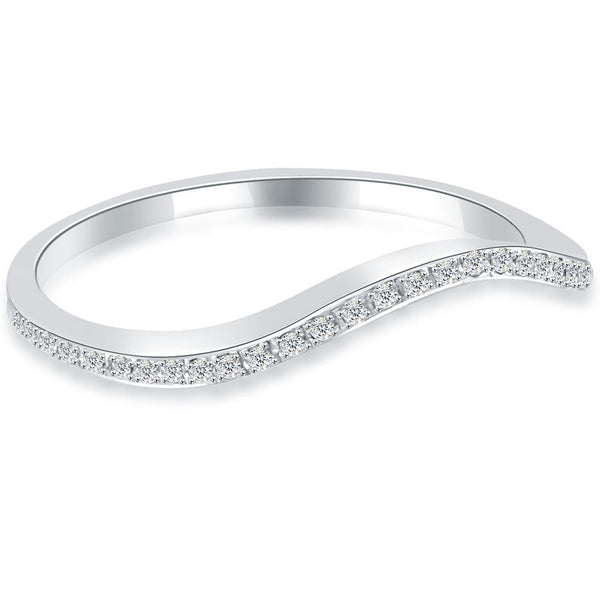 0.20 Carat Custom Curve Matching Diamond Wedding Band Ring 18k White Gold