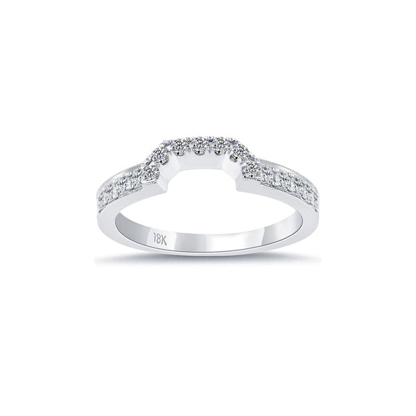 0.40 Carat F-VS1 Custom Curve Matching Diamond Wedding Band Ring 18k White Gold