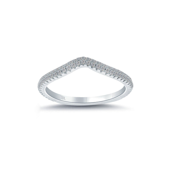 0.46 Carat F-VS1 Custom Curve Matching Diamond Wedding Band Ring 18k White Gold