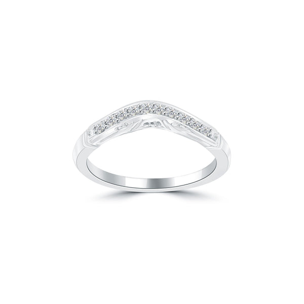 0.28 Carat Custom Curve Matching Diamond Wedding Band Ring 14k White Gold