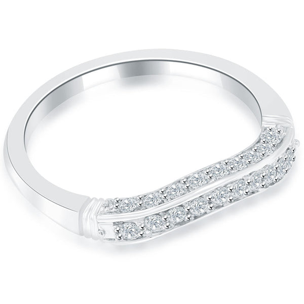 0.28 Carat Custom Curve Matching Diamond Wedding Band Ring 14k White Gold