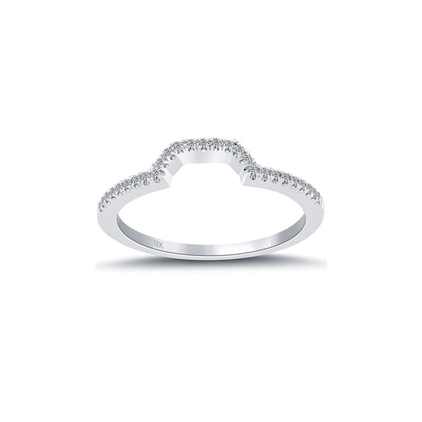 0.15 Carat F-VS1 Custom Curve Matching Diamond Wedding Band Ring 18k White Gold