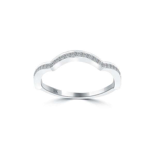 0.26 Carat Custom Curve Matching Diamond Wedding Band Ring 18k White Gold