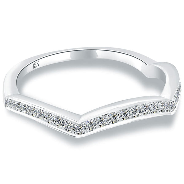 0.26 Carat Custom Curve Matching Diamond Wedding Band Ring 18k White Gold