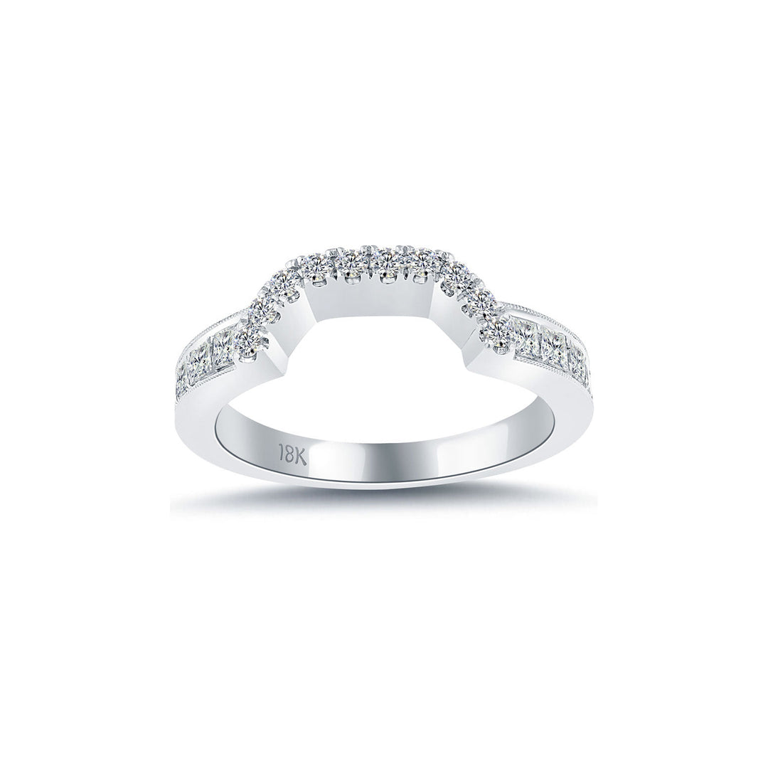 0.80 Carat Custom Curve Matching Diamond Wedding Band Ring 18k White Gold