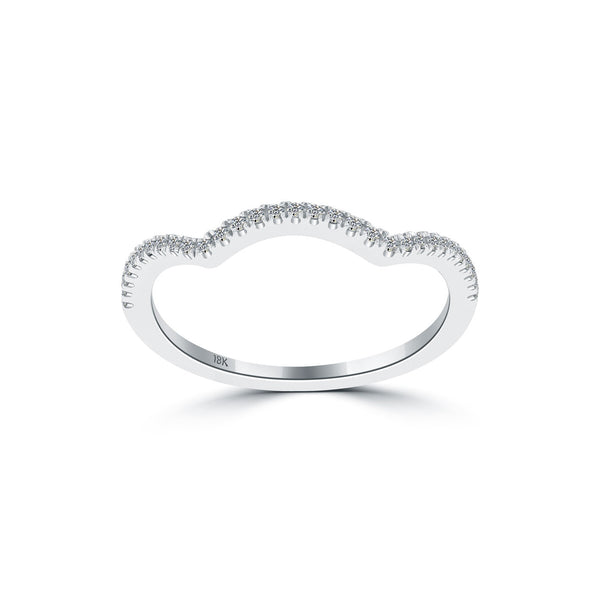 0.16 Carat Custom Curve Matching Diamond Wedding Band Ring 18k White Gold