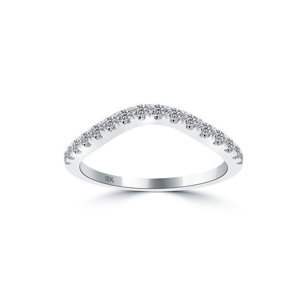 0.33 Carat Custom Curve Matching Diamond Wedding Band Ring 18k White Gold