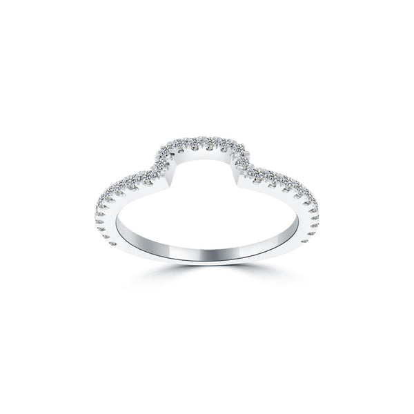 0.42 Carat Custom Curve Matching Diamond Wedding Band Ring 18k White Gold