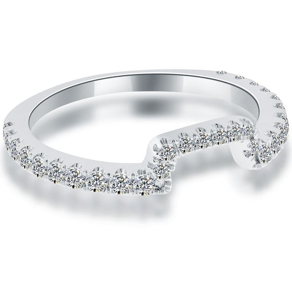 0.42 Carat Custom Curve Matching Diamond Wedding Band Ring 18k White Gold