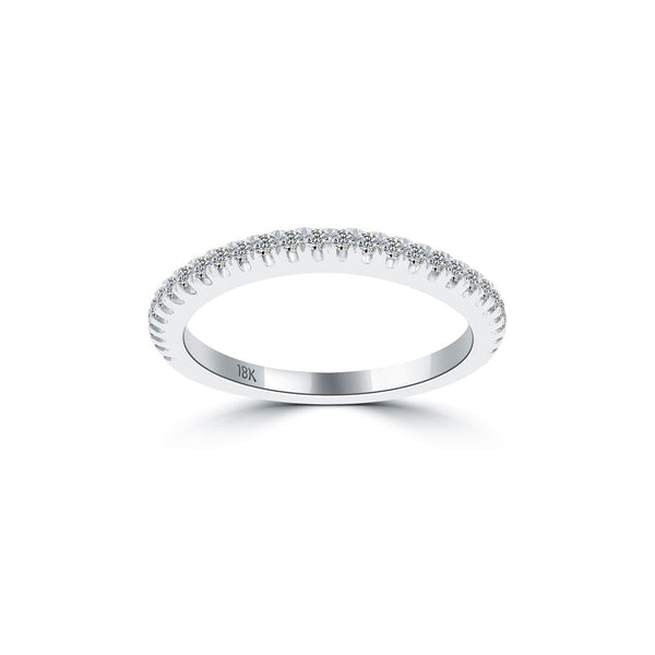 0.28 Carat Custom Curve Matching Diamond Wedding Band Ring 18k White Gold